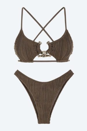 Metal Hardware Criss Cross Bikini Set