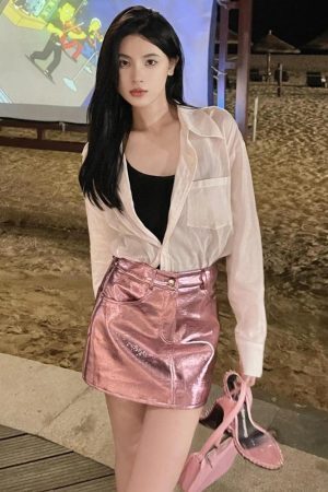 Metallic Faux Leather Mini Skirt