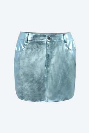 Metallic Faux Leather Mini Skirt