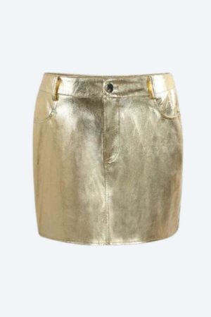 Metallic Faux Leather Mini Skirt