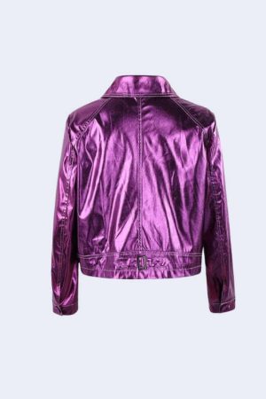 Metallic Fuchsia Faux Leather Jacket