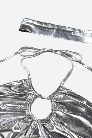 Metallic Halter Neck Top