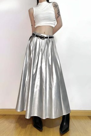 Metallic Silver Maxi Dress