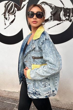 Mid Wash Patchwork Denim Jacket