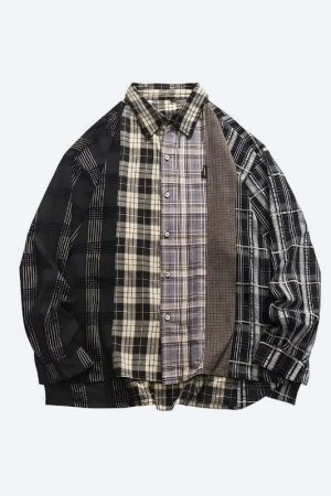 Multi Pattern Plaid Shirt