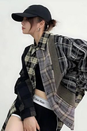 Multi Pattern Plaid Shirt