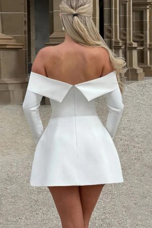 Off Shoulder A-Line Mini Dress