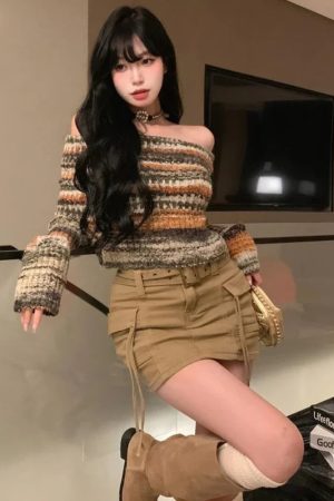 Off Shoulder Cropped Sweater