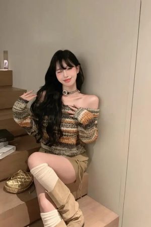 Off Shoulder Cropped Sweater