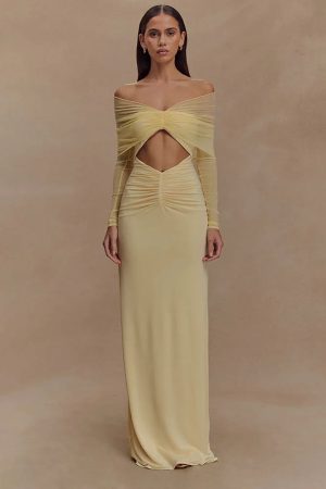 Off Shoulder Cut Out Maxi Dress