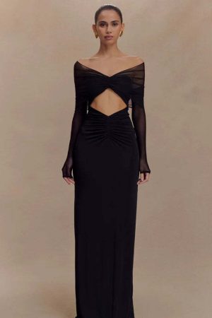 Off Shoulder Cut Out Maxi Dress