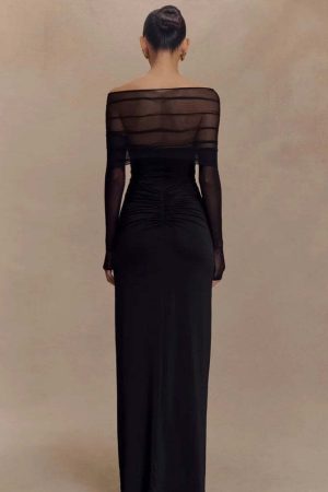 Off Shoulder Cut Out Maxi Dress