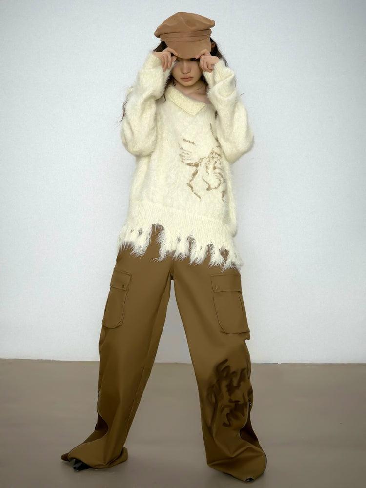 Off Shoulder Distressed Knit Sweater Off Shoulder Distressed Knit Sweater