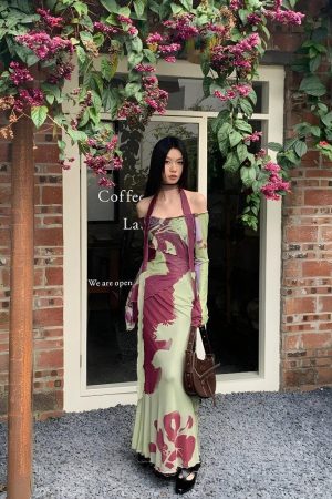 Off Shoulder Mesh Maxi Dress