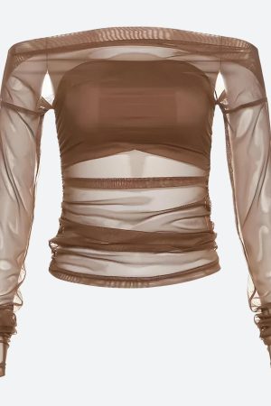 Off Shoulder Mesh Top