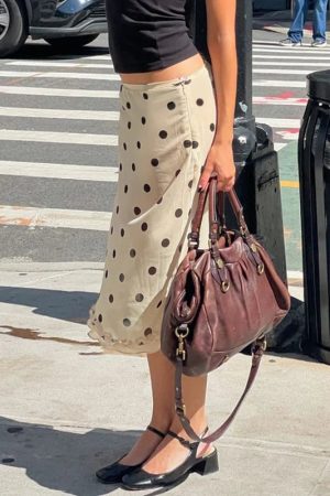 Old Money Polka Dot Midi Skirt