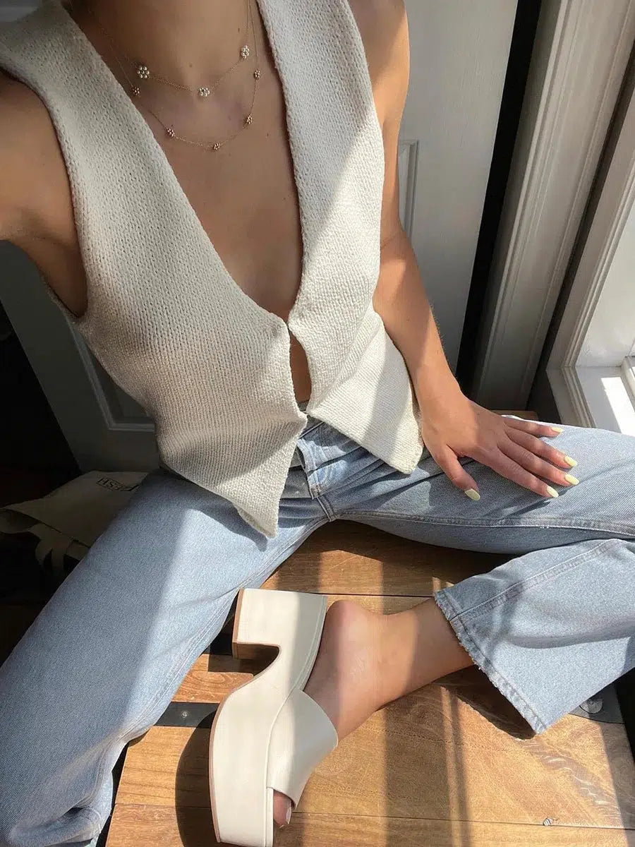 Open Front Knitted Cardigan Vest Open Front Knitted Cardigan Vest