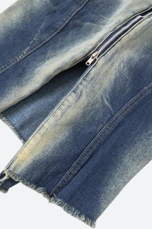 Open Front Zip-Up Denim Top