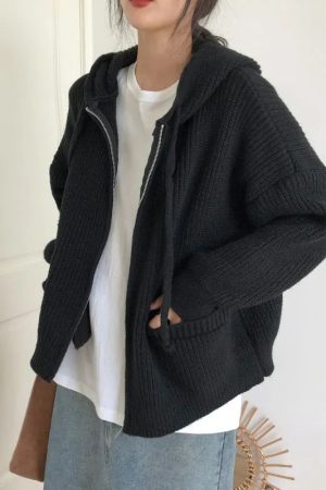 Oversized Knitted Hooded Cardigan