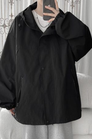 Oversized Windbreaker Hooded Jacket