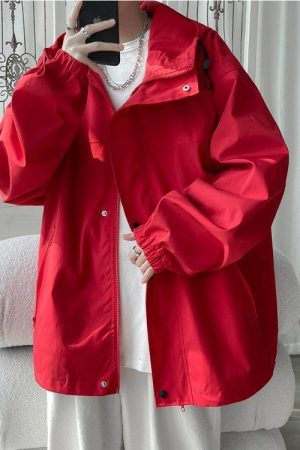 Oversized Windbreaker Hooded Jacket