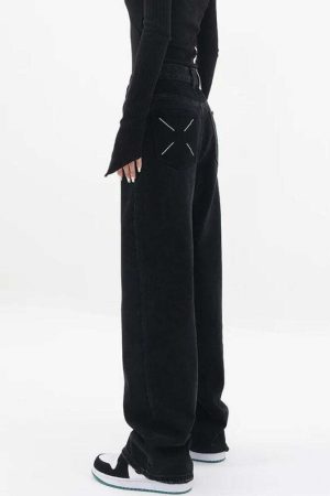 Patch Pocket Straight Leg Denim Jeans