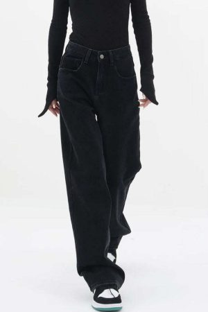 Patch Pocket Straight Leg Denim Jeans