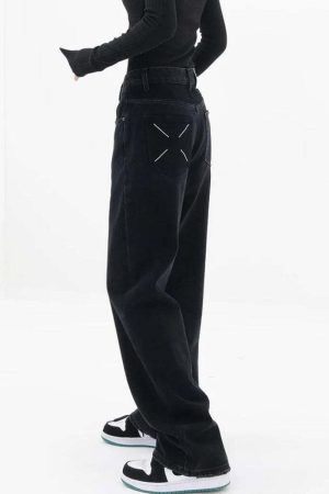 Patch Pocket Straight Leg Denim Jeans