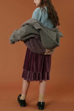 Patchwork Fluffy Hoodie Jacket