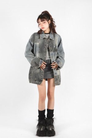 Patchwork Oversized Denim Jacket