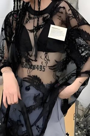 Pegasus Embroidered Sheer Top