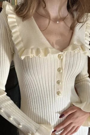 Peter Pan Collar Ribbed Midi Dress