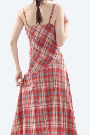 Plaid Lace Midi Dress