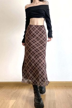 Plaid Midi Skirt