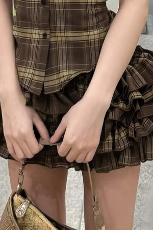 Plaid Ruffled Mini Skirt