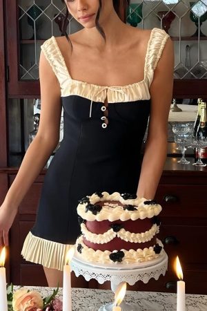 Pleated Hem Mini Dress