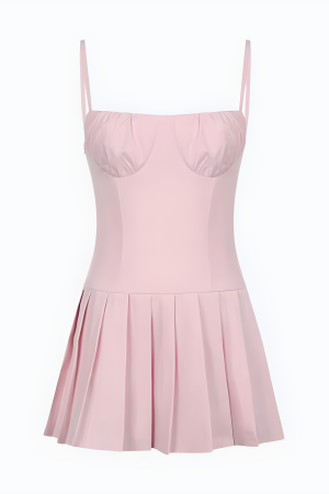 Pleated Pink Mini Dress