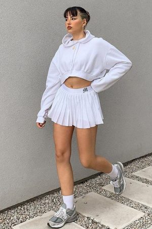 Pleated White Mini Tennis Skirt