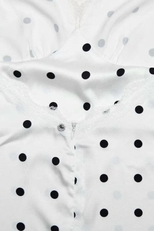 Polka Dot Lace Trim Mini Dress