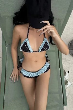 Polka Dot Ruffled Bikini Set