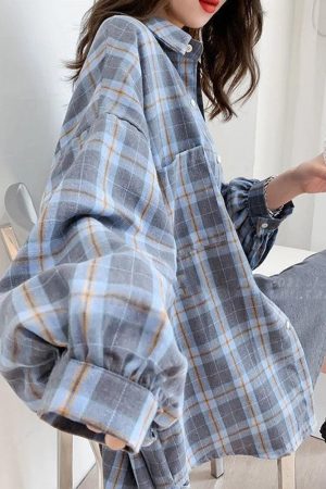 Puff Sleeve Plaid Shirt