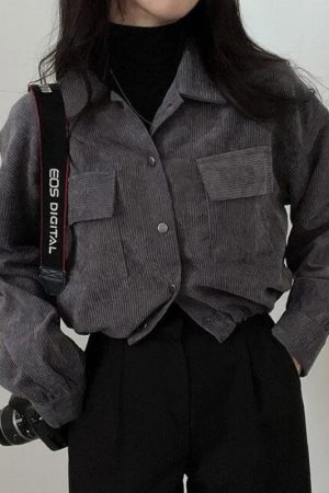 Puff Sleeved Corduroy Crop Shirt