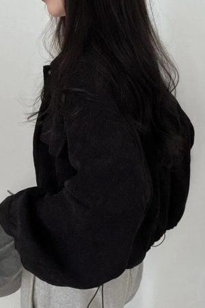 Puff Sleeved Corduroy Crop Shirt