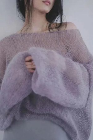 Puff Sleeved Mesh Knit Sweater