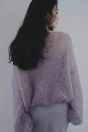 Puff Sleeved Mesh Knit Sweater