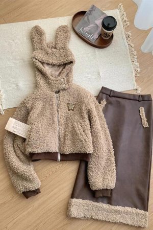 Rabbit Hood Teddy Two Piece Set