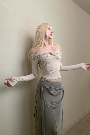 Rase le sol Asymmetrical Draped Skirt