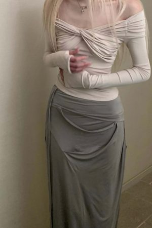 Rase le sol Asymmetrical Draped Skirt