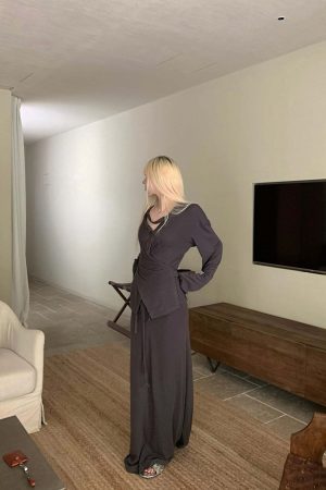 Rase le sol Asymmetrical Long Sleeve Top and Skirt Set