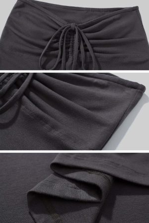 Rase le sol Asymmetrical Long Sleeve Top and Skirt Set